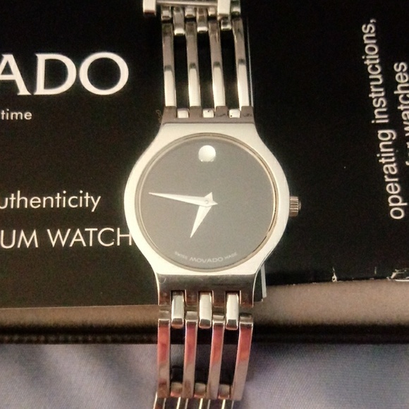 Movado Accessories - Ladies Black Dial Silver Stainless Steel Watch